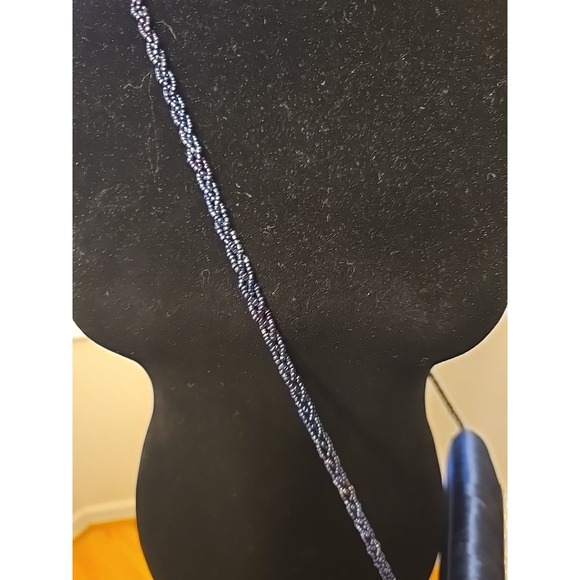 Navy Classic Pleated Satin Evening Bags Rhinestone Clutch Purse Beaded Chain - Picture 8 of 8